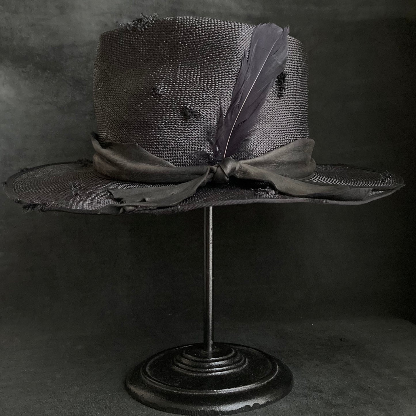 Double black sisol damage fedora hat