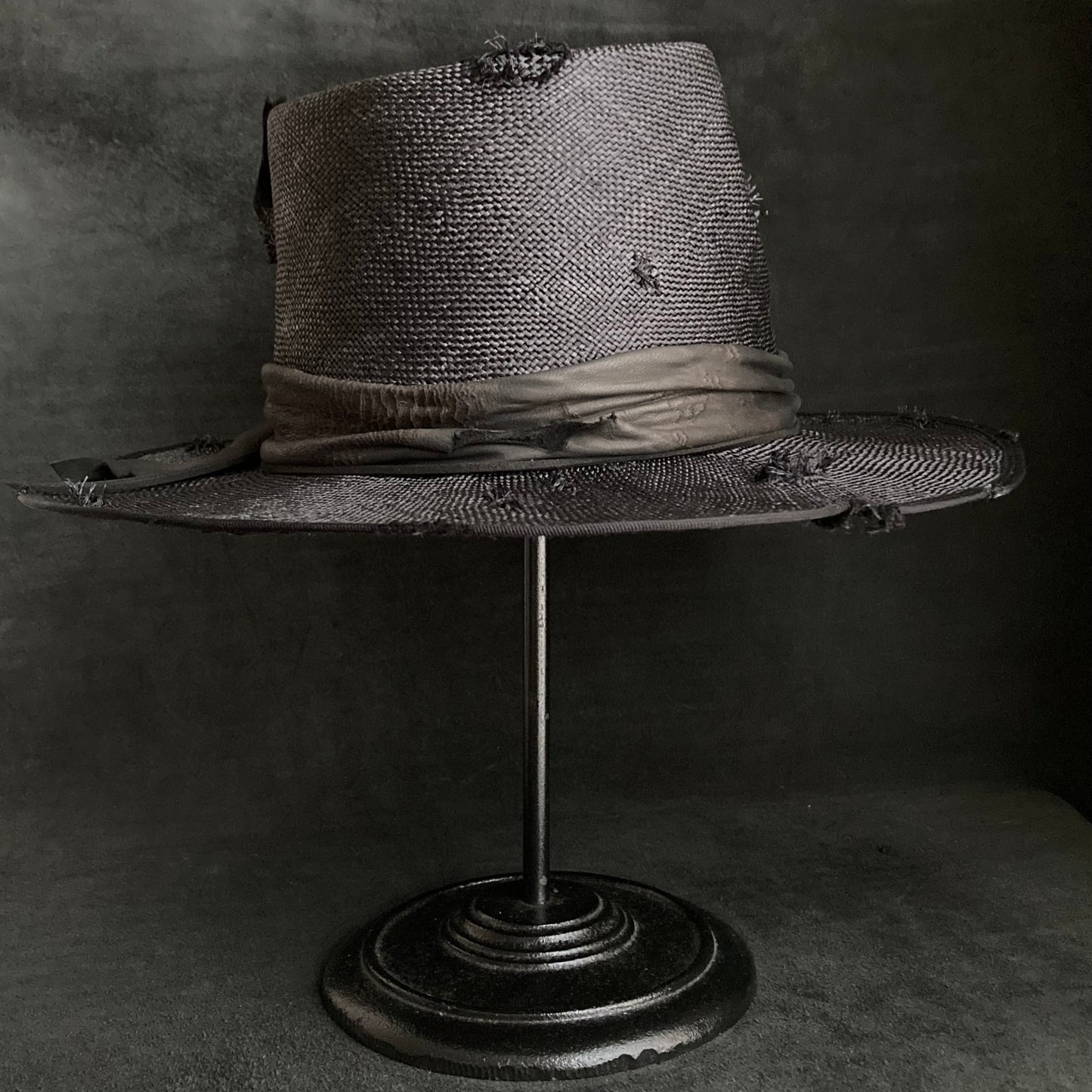Double black sisol damage fedora hat