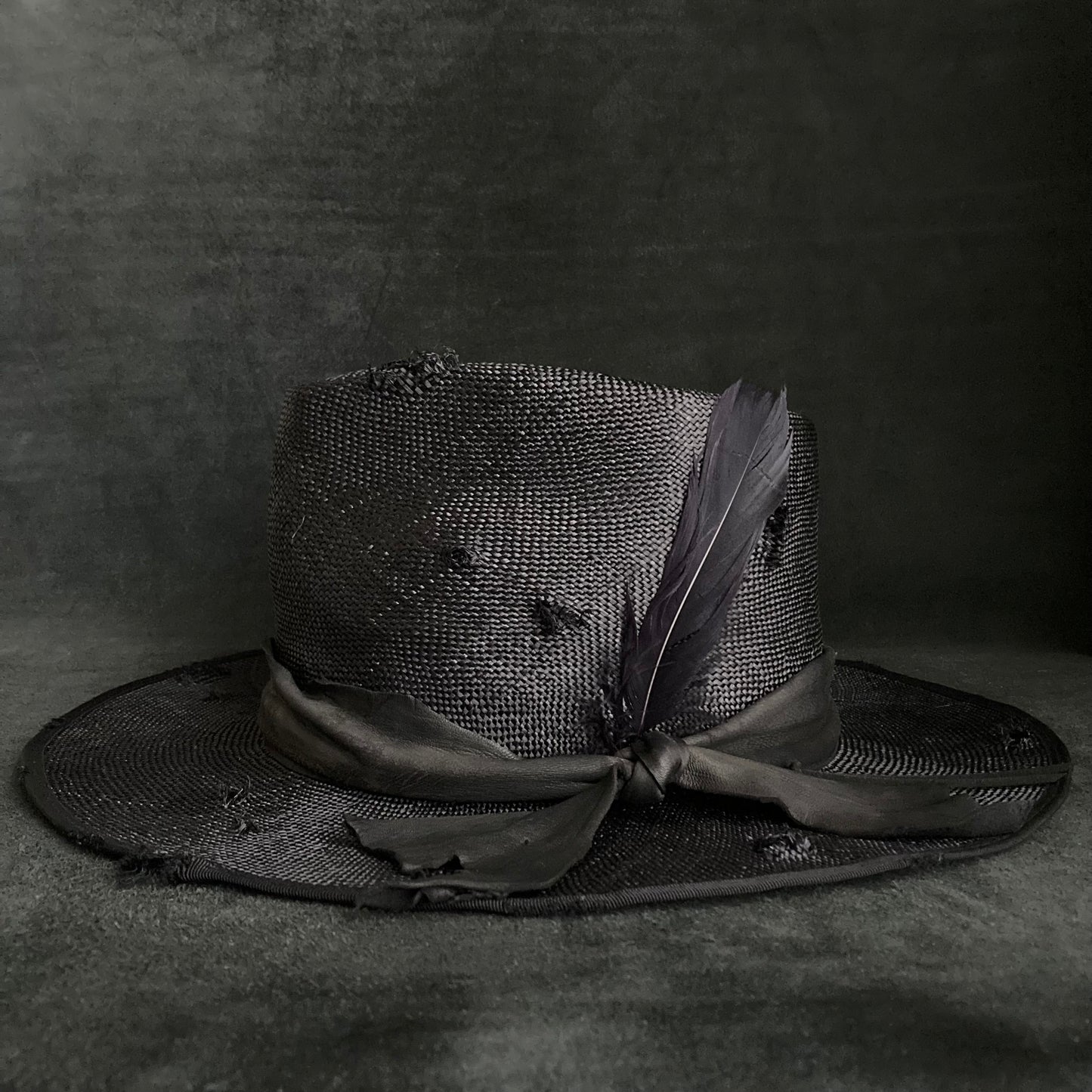 Double black sisol damage fedora hat