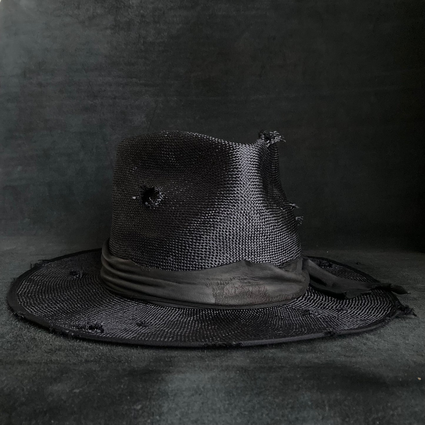 Double black sisol damage fedora hat