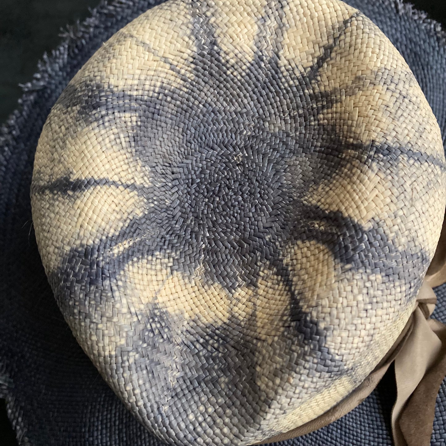 Navy old pattern dyeing panama hat