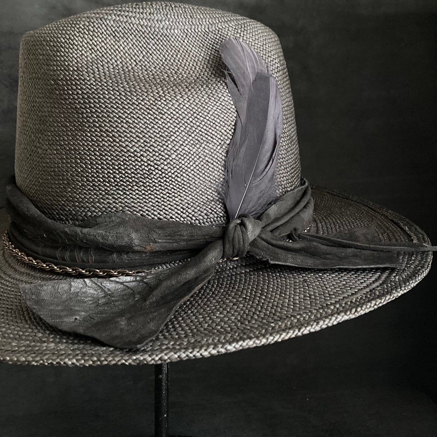 Black brave western panama hat