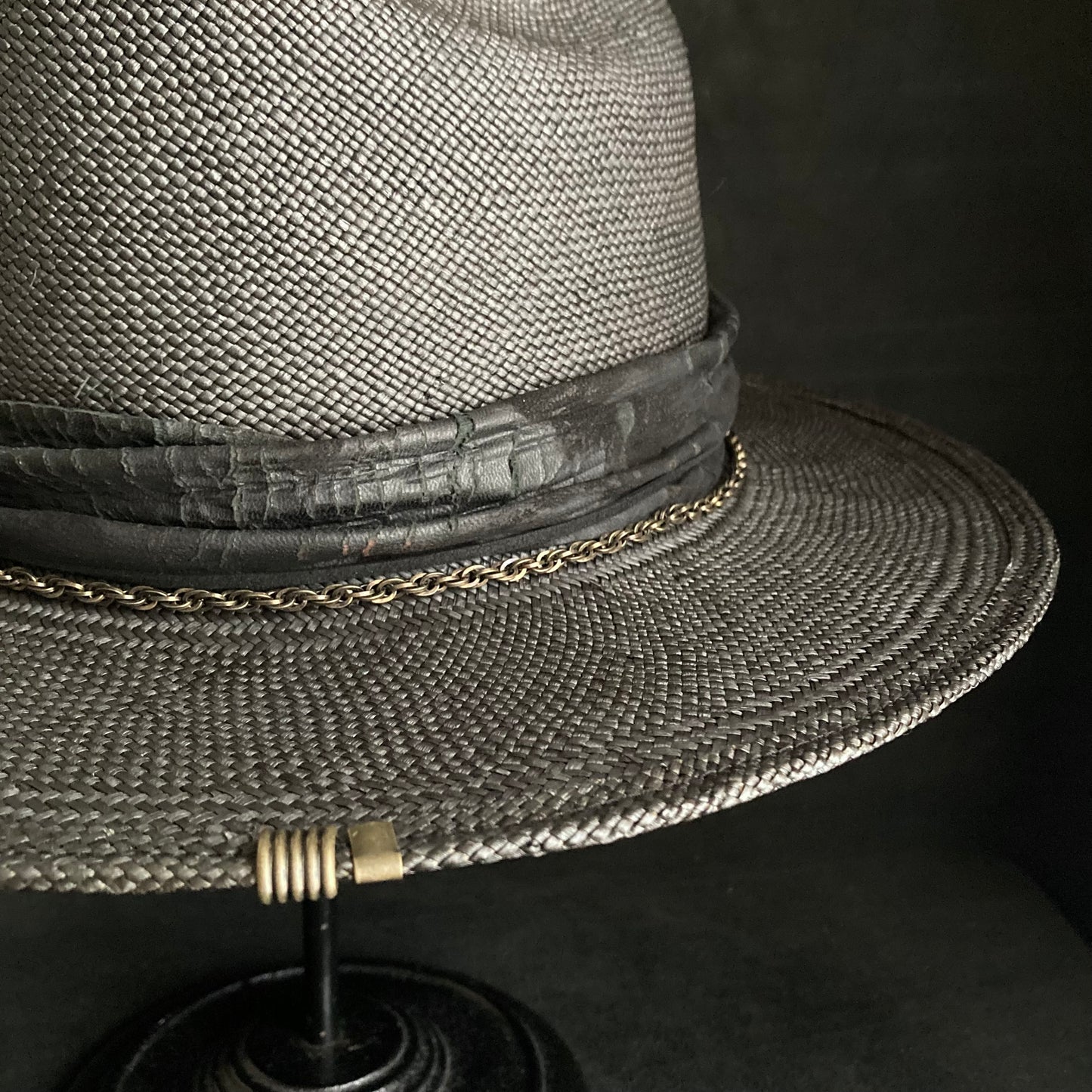 Black brave western panama hat