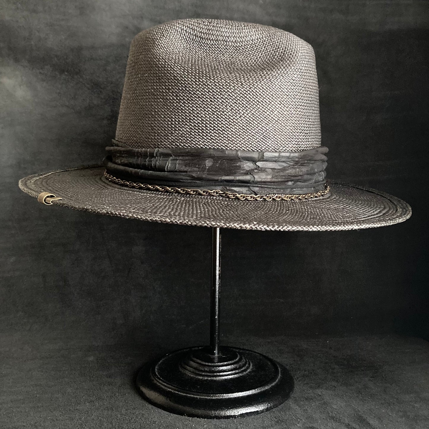 Black brave western panama hat