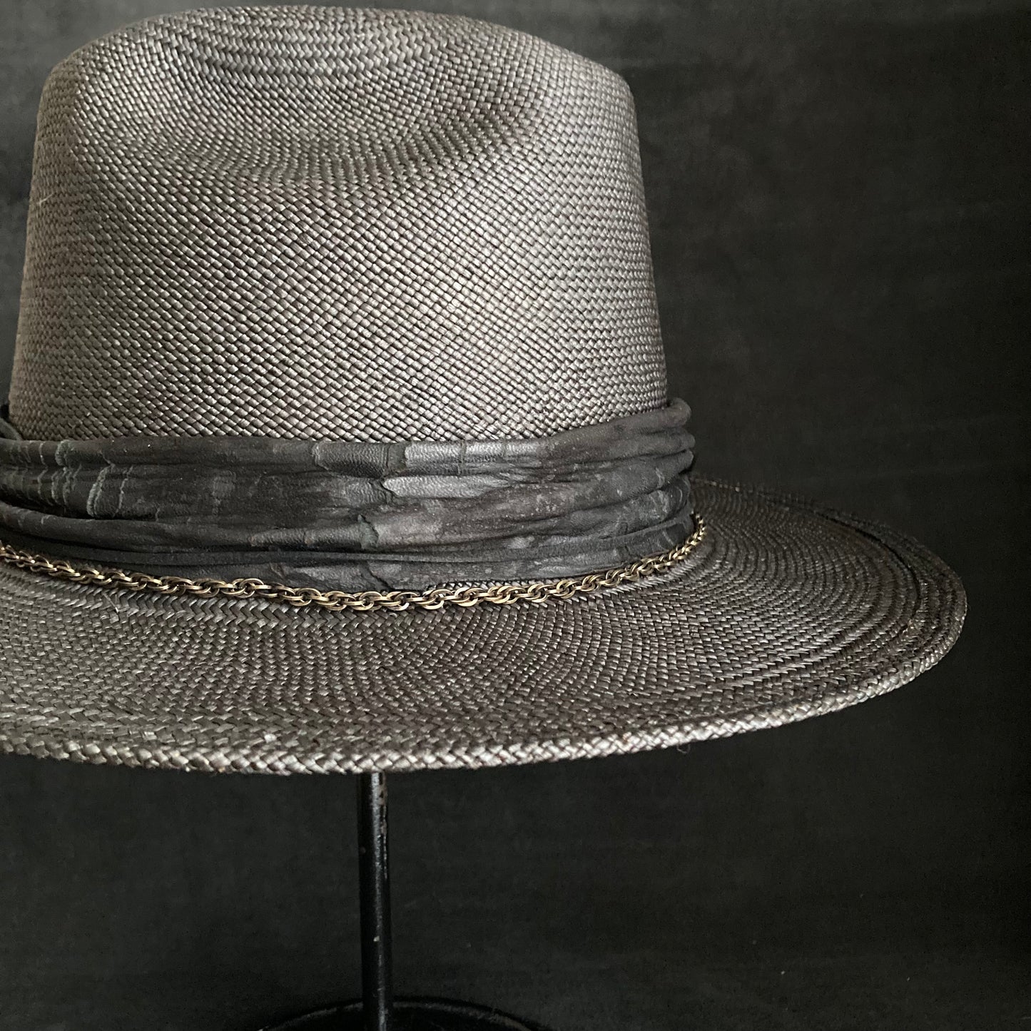 Black brave western panama hat
