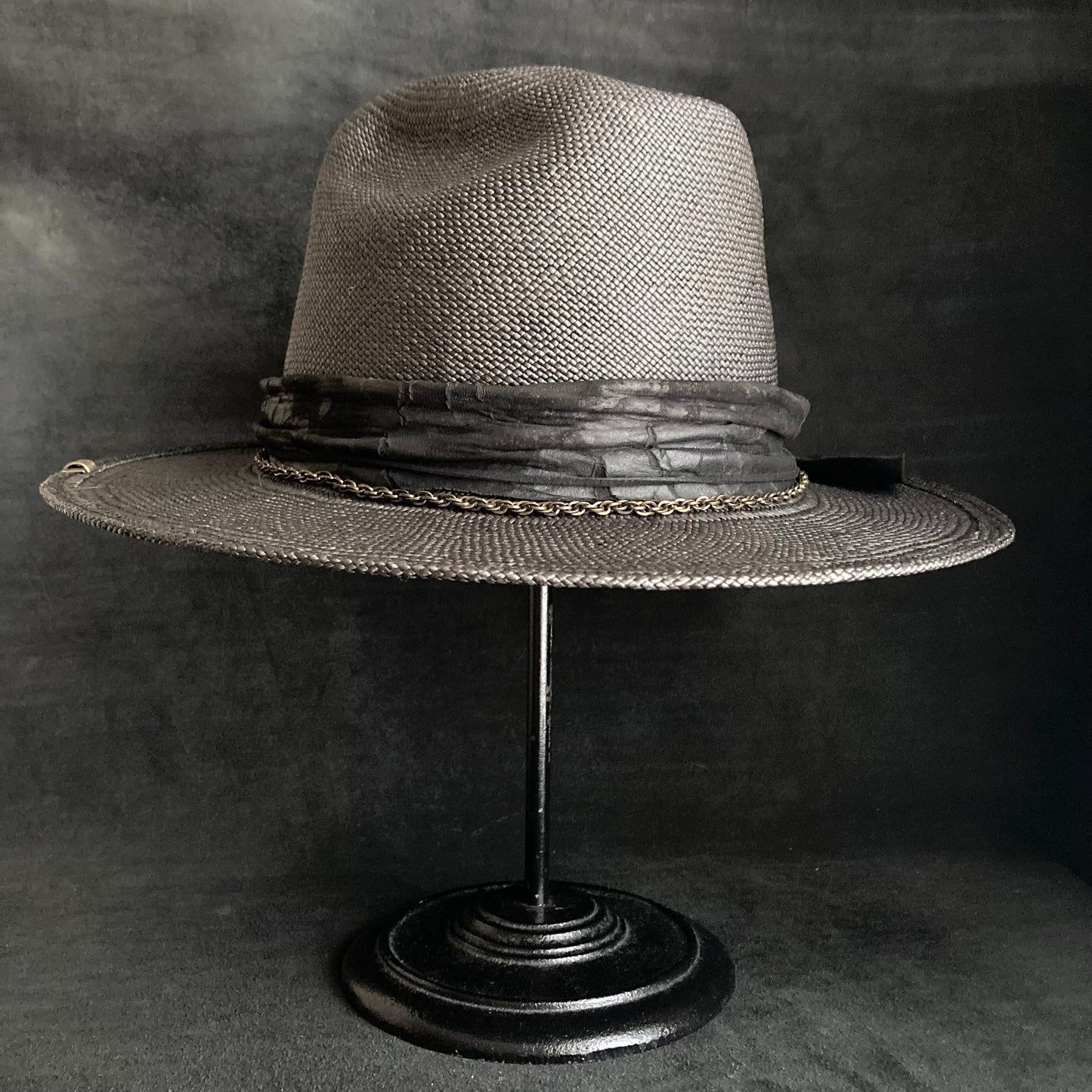 Black brave western panama hat