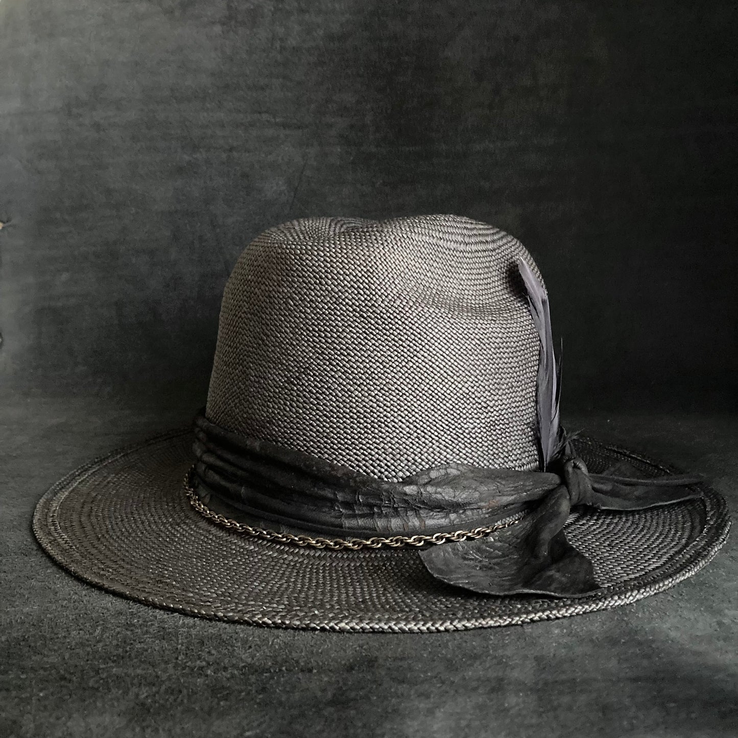 Black brave western panama hat