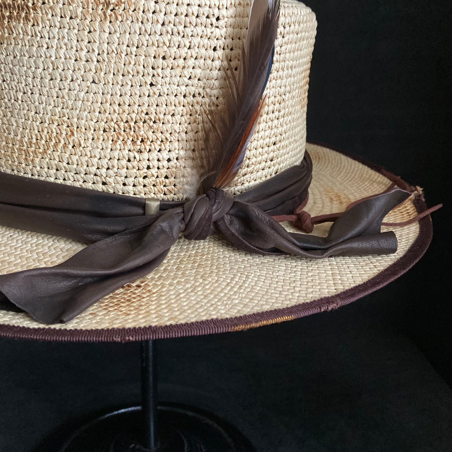 Circle burnt flat panama hat