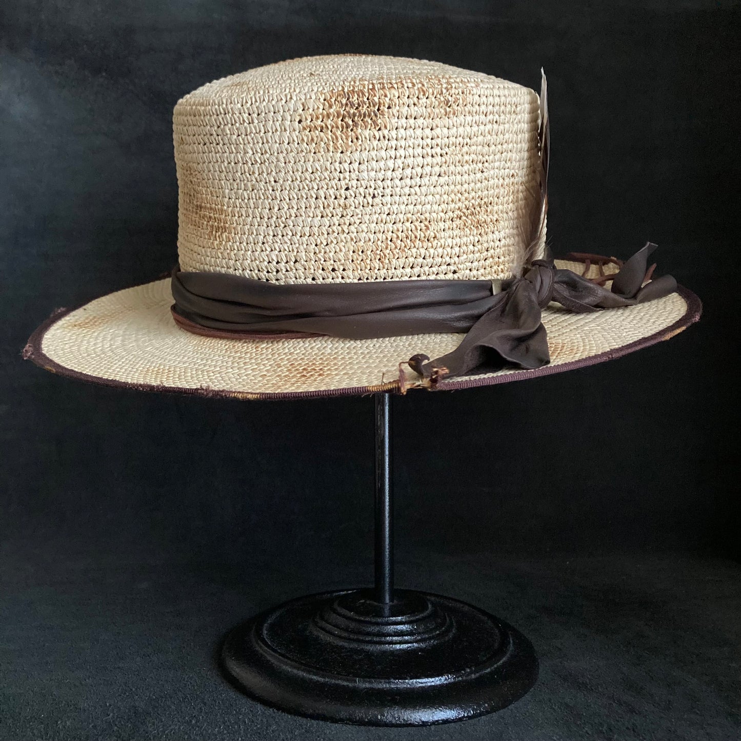 Circle burnt flat panama hat