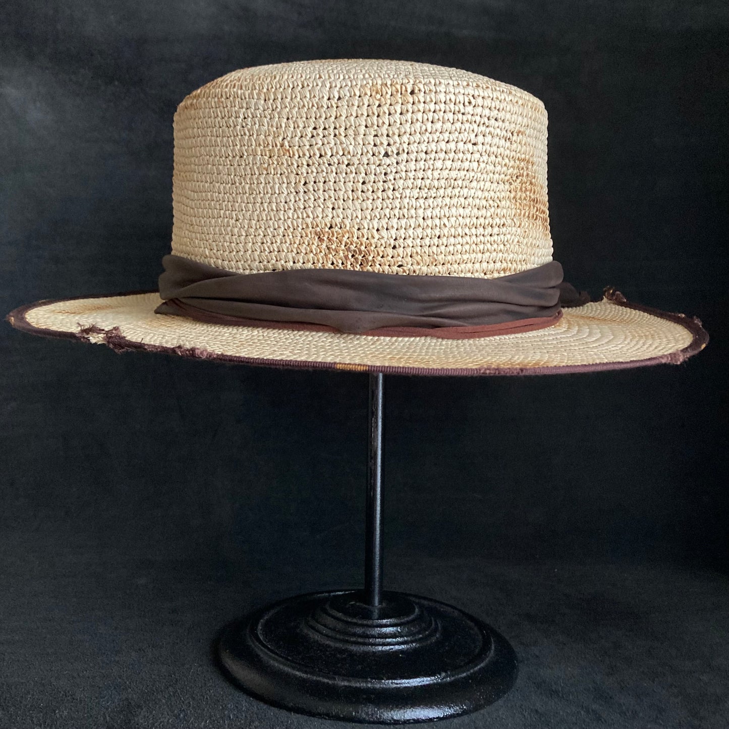 Circle burnt flat panama hat