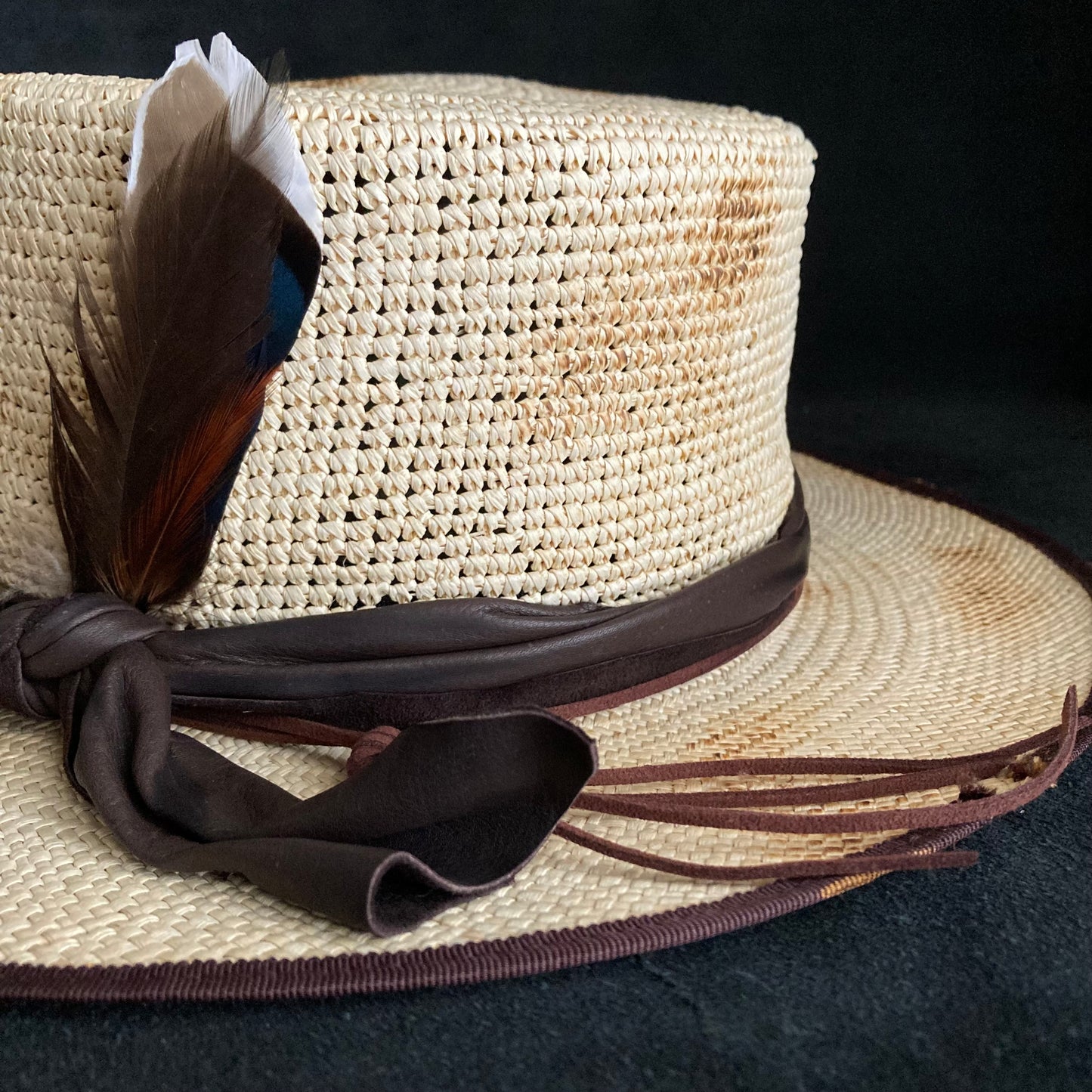 Circle burnt flat panama hat