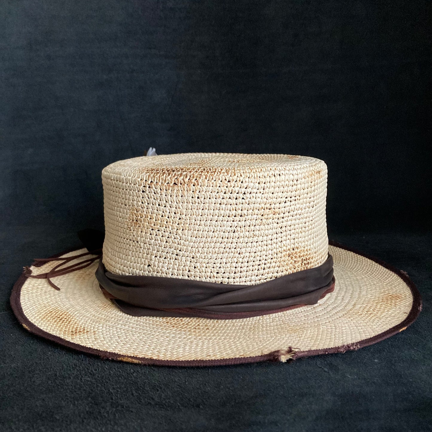 Circle burnt flat panama hat