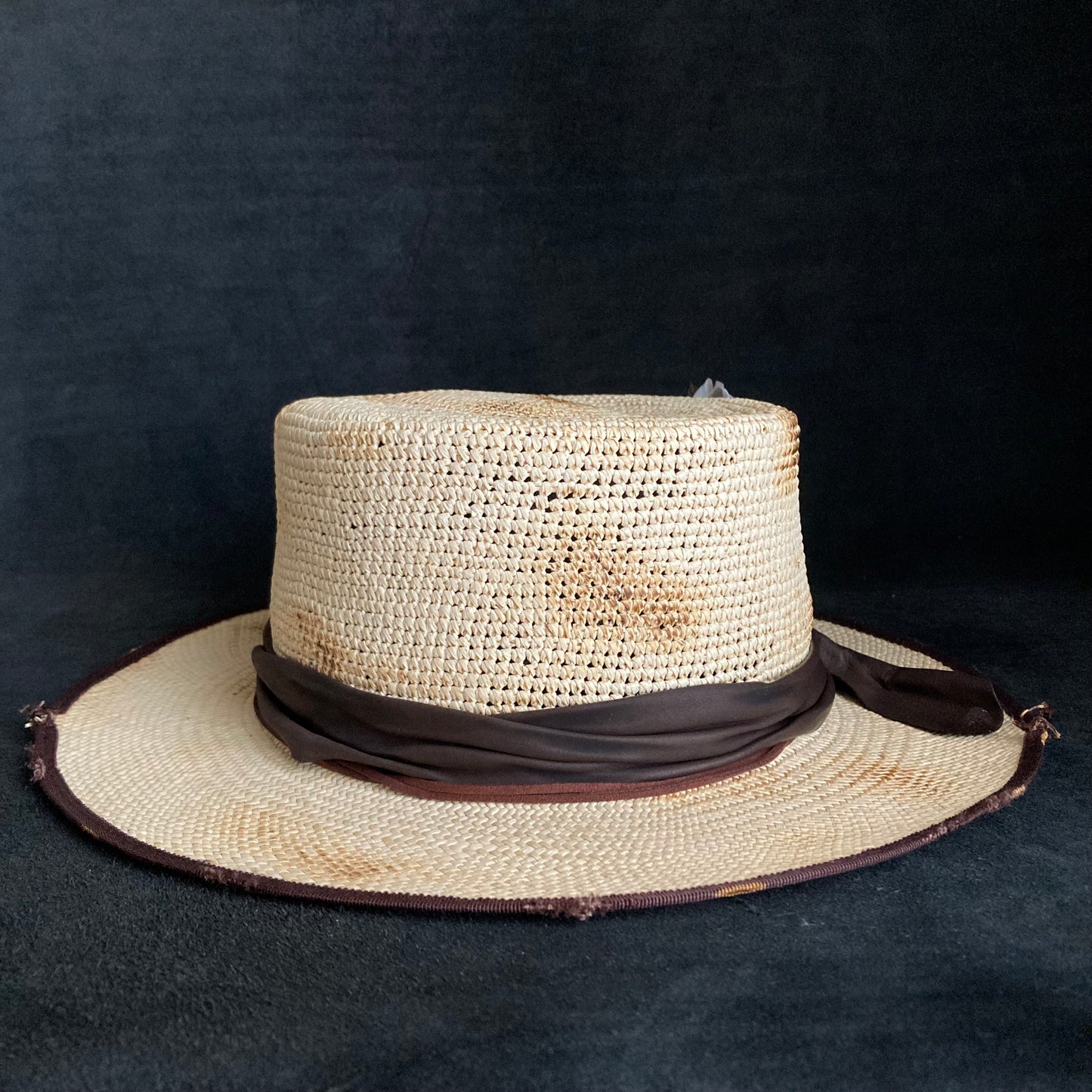 Circle burnt flat panama hat