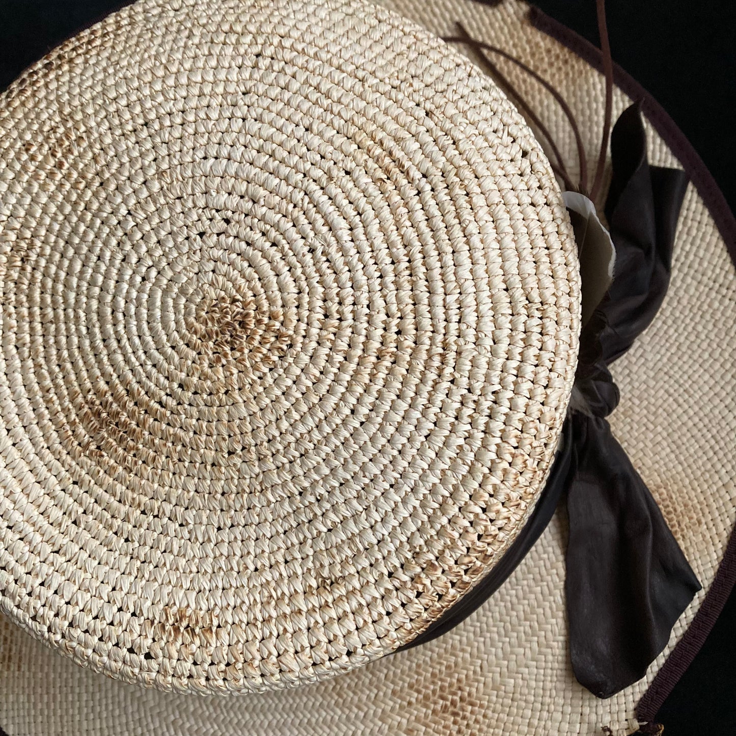Circle burnt flat panama hat