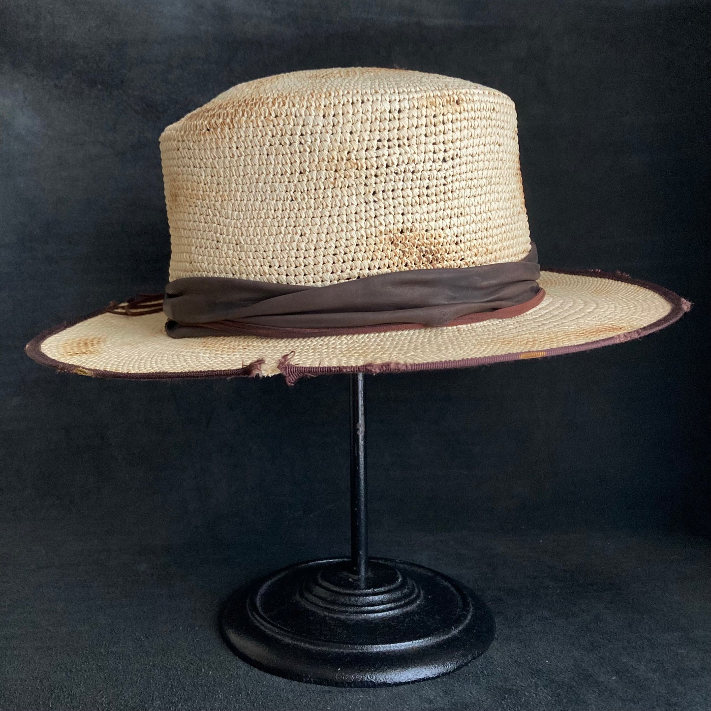 Circle burnt flat panama hat