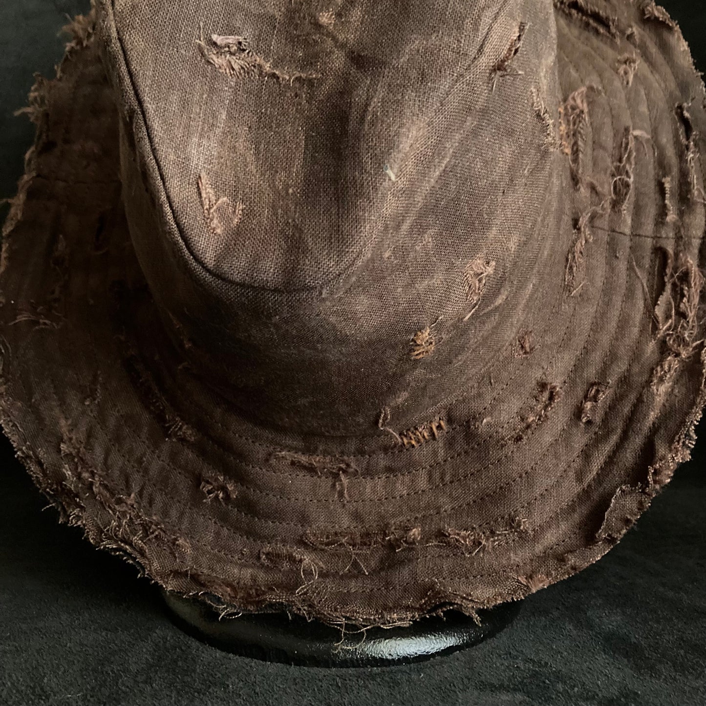 Mura brown linen damage dirt fedora hat