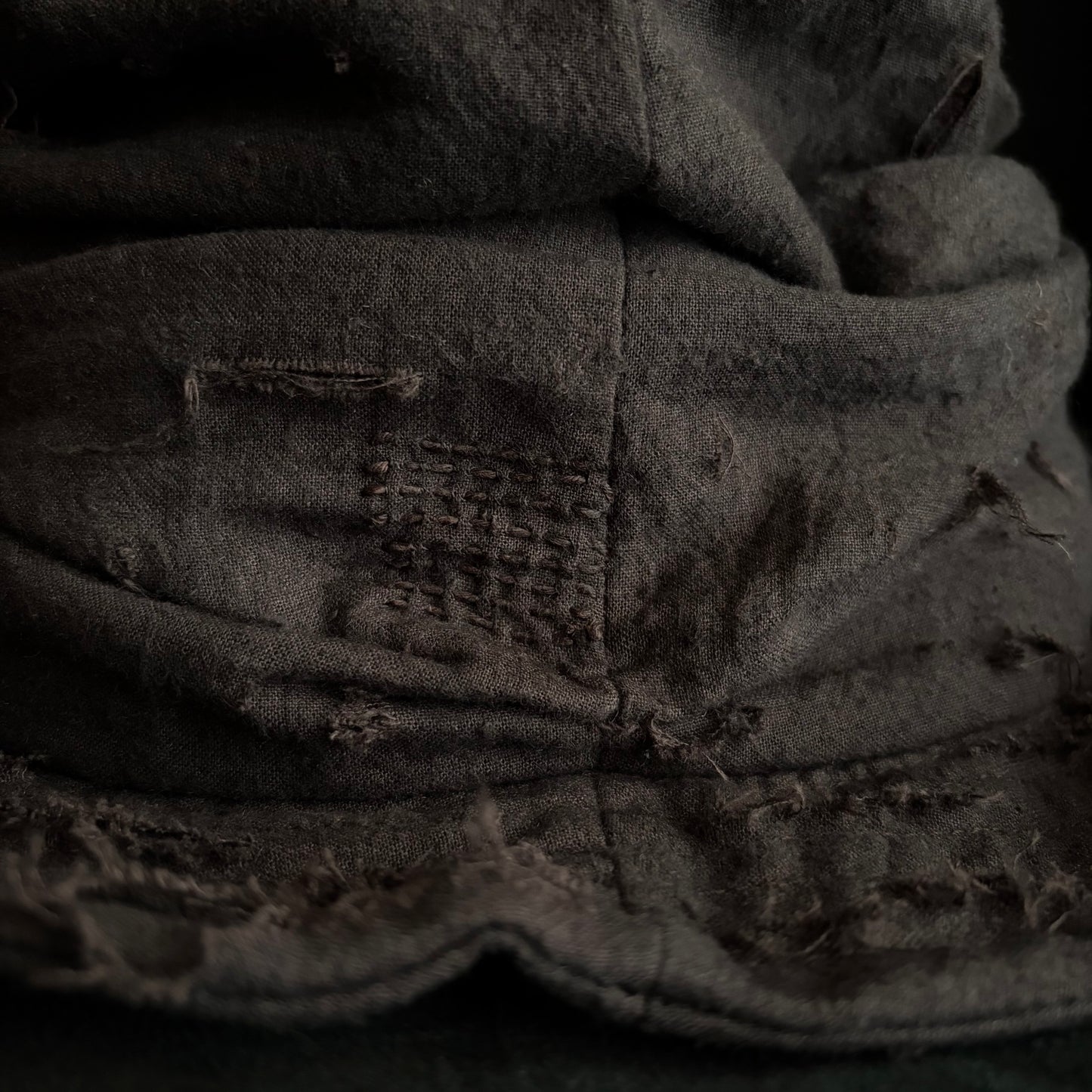 Brown thin cotton linen damage turn bucket hat