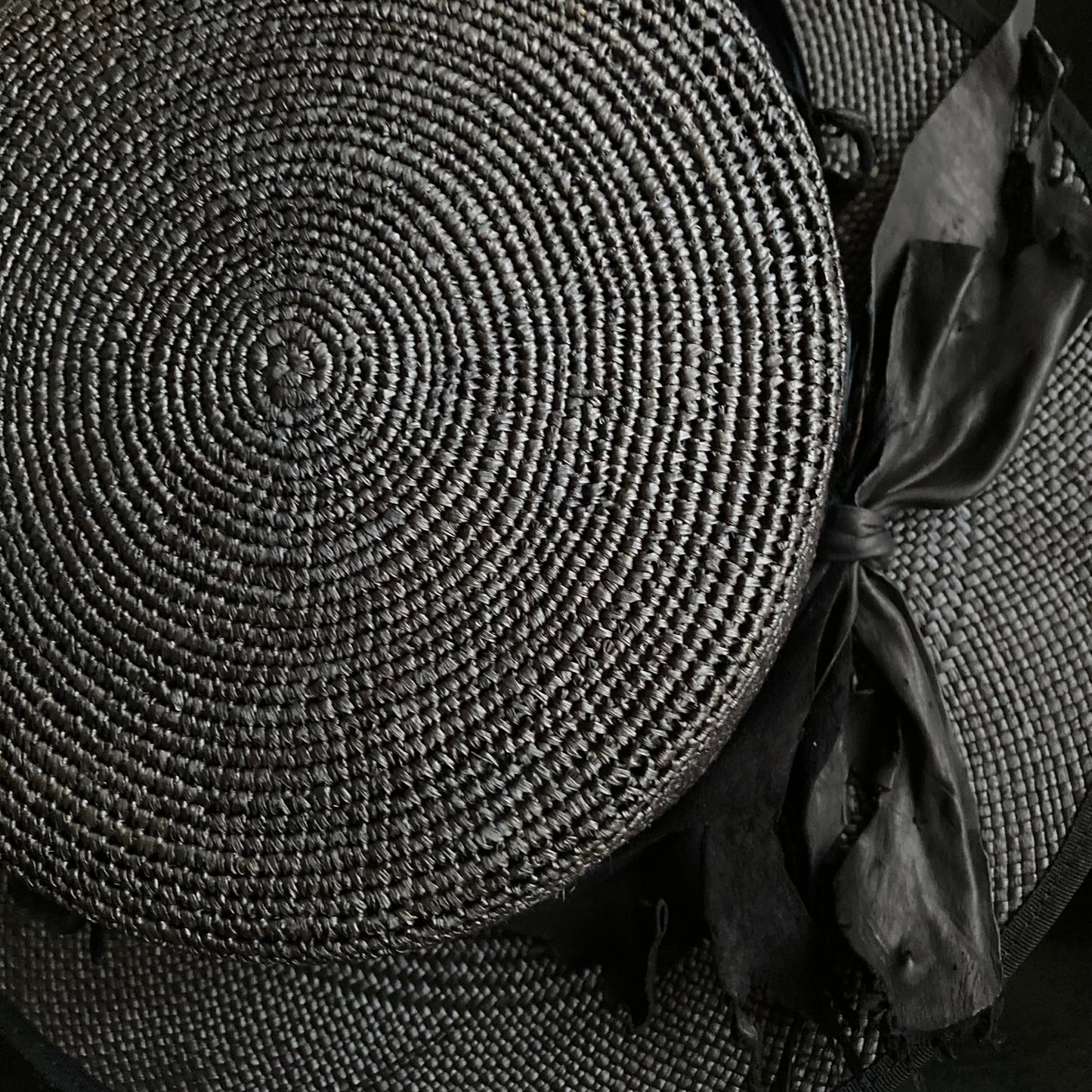 Crow leather flat panama hat
