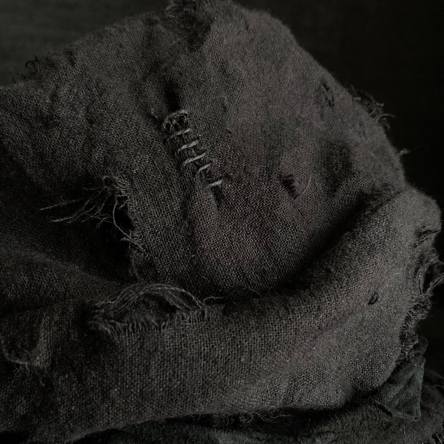 Black linen canvas damage martial turn cap