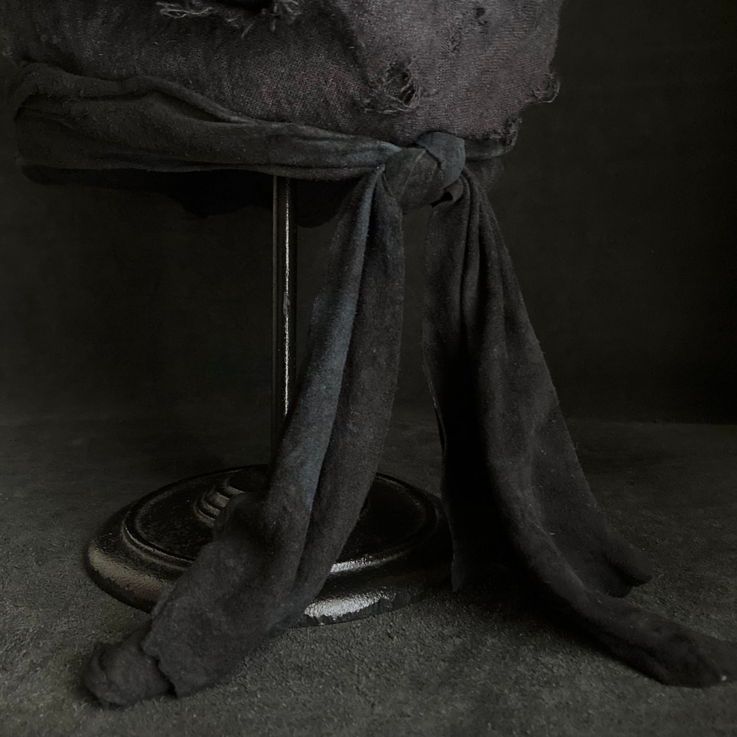 Black linen canvas damage martial turn cap
