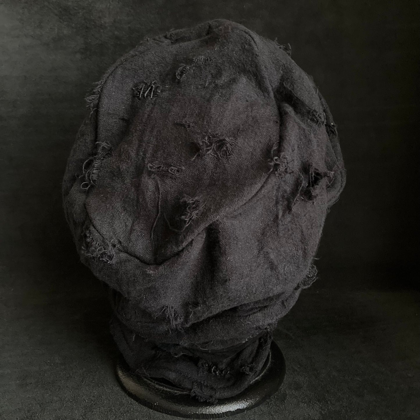 Black linen canvas damage martial turn cap