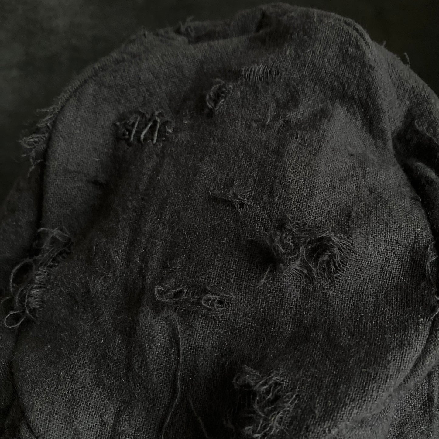 Black linen canvas damage martial turn cap