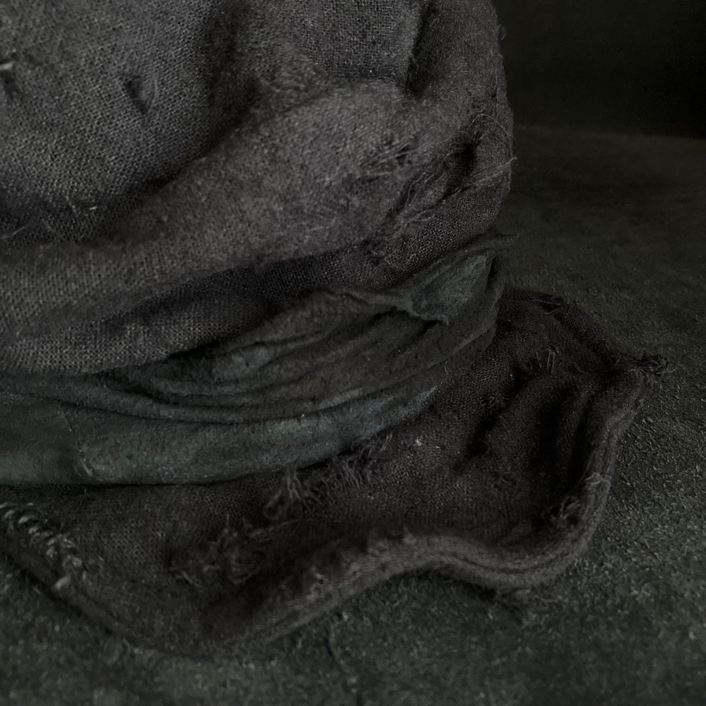 Black linen canvas damage martial turn cap