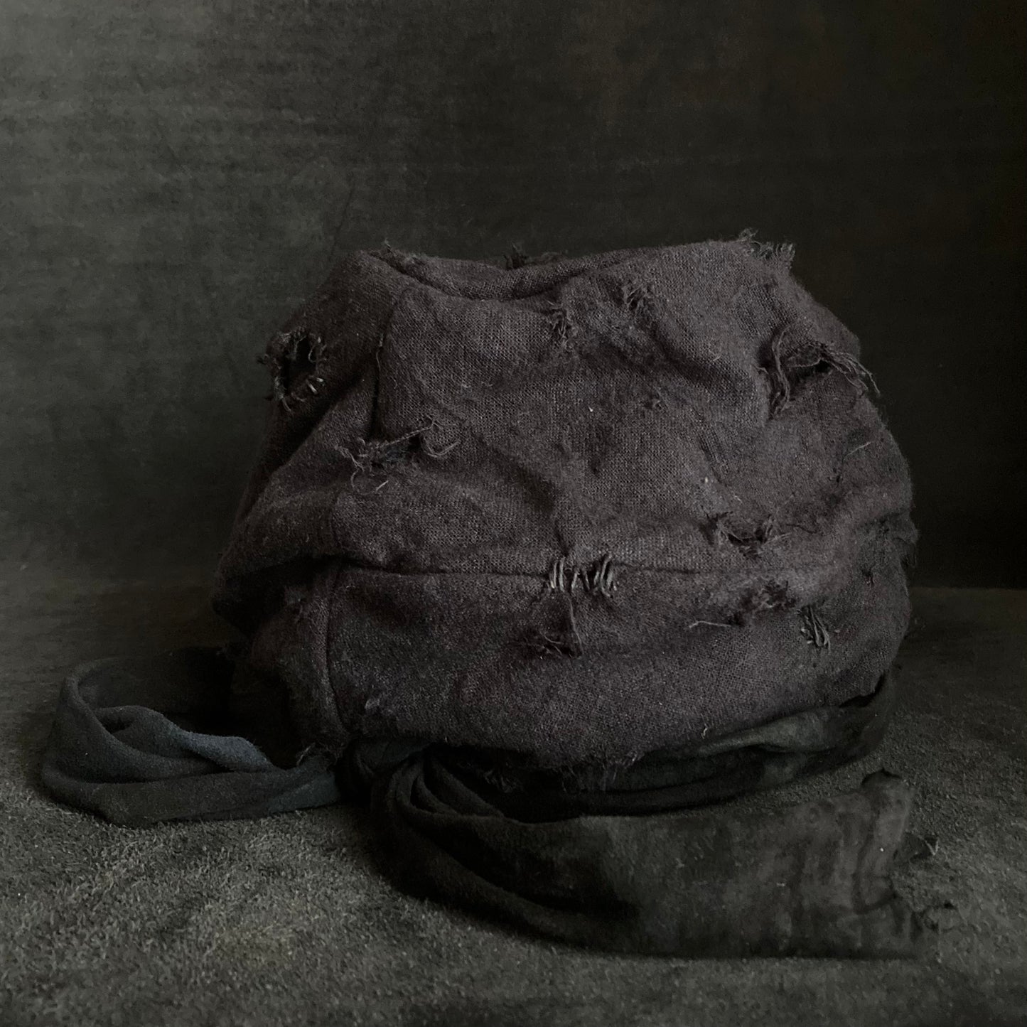Black linen canvas damage martial turn cap