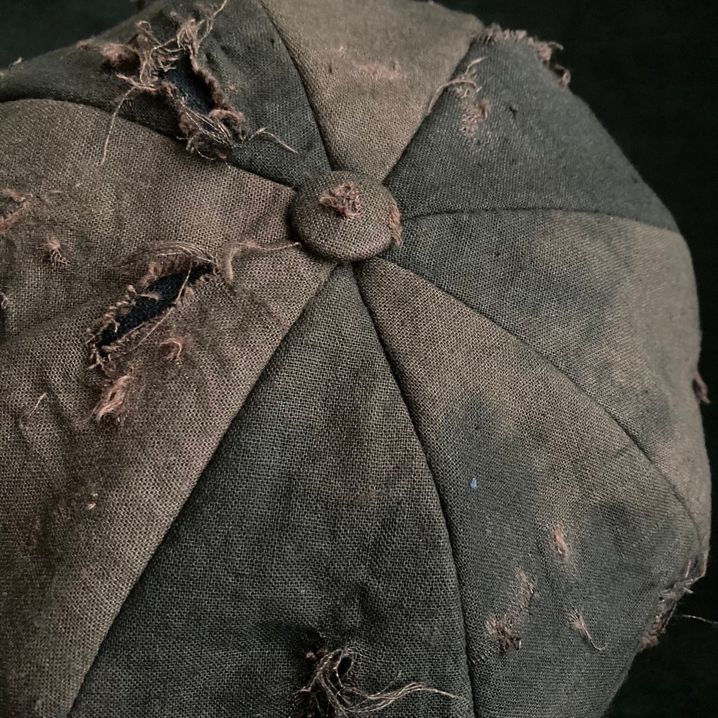 Spot dyed brown linen canvas casquette