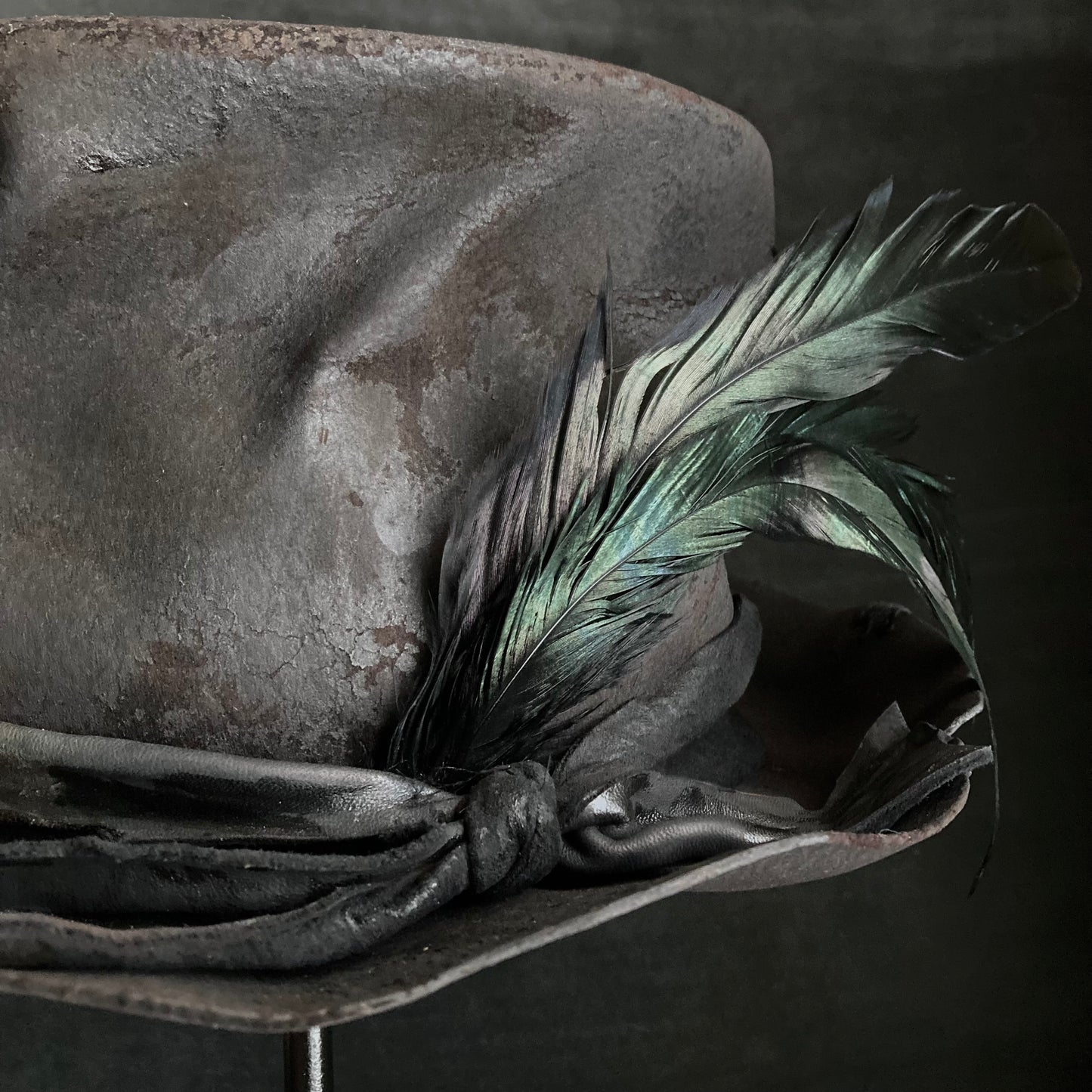 Charcoal crow crash silk hat