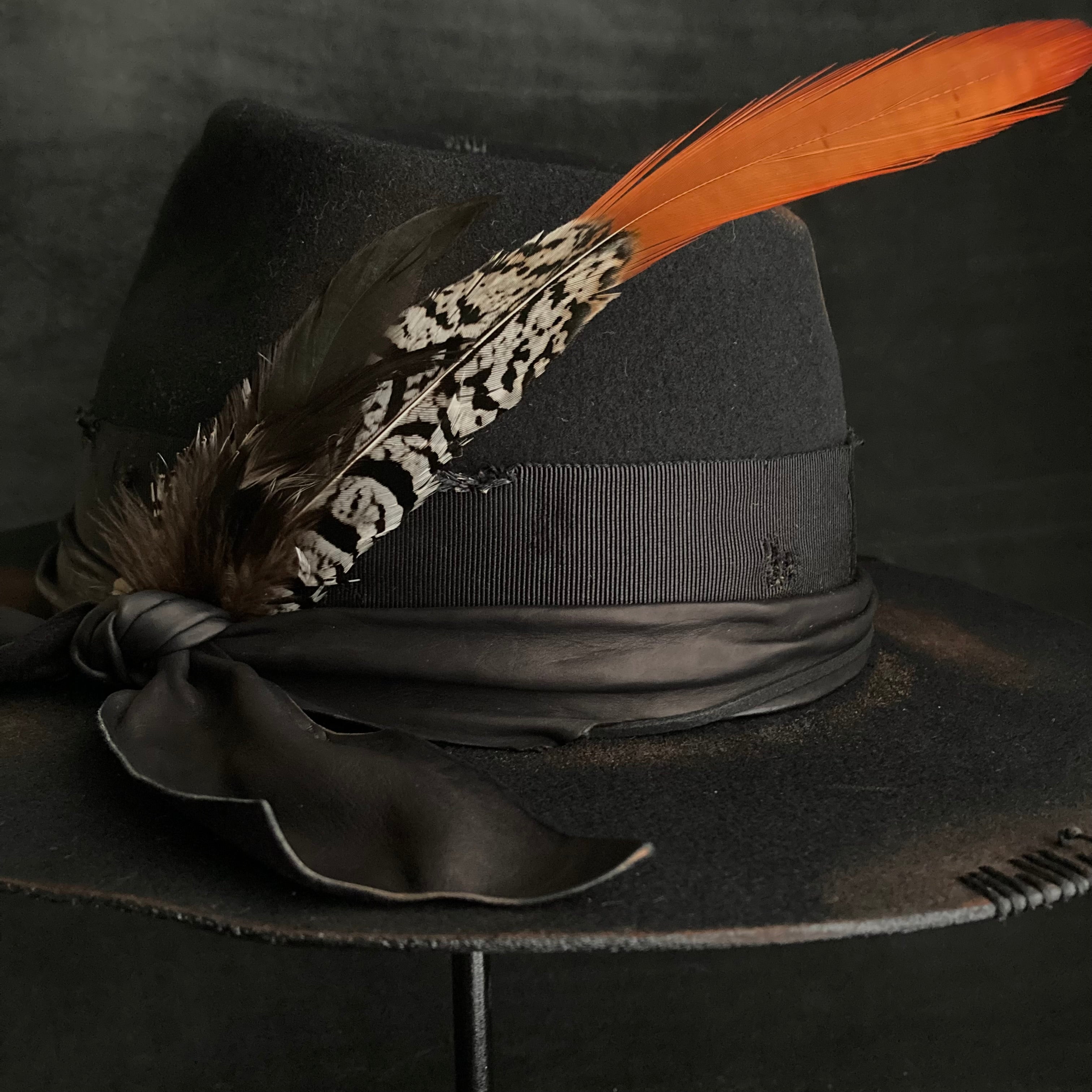 Burned black hand feel fedora hat – triangles hat
