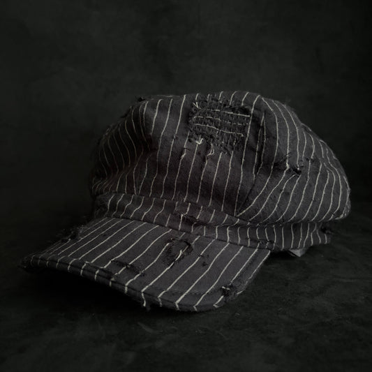Yarn-dyed stripe distressed casquette