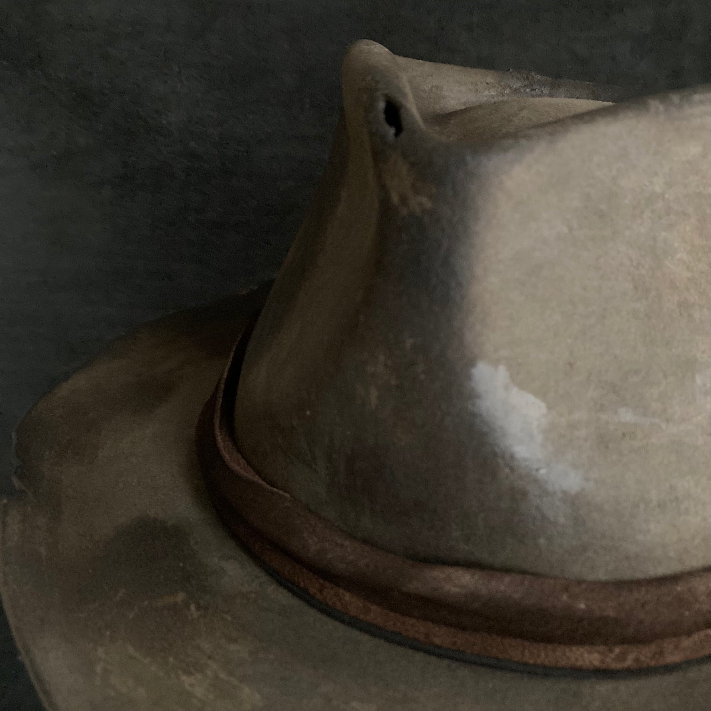 Burnt broke dark brown fedora hat