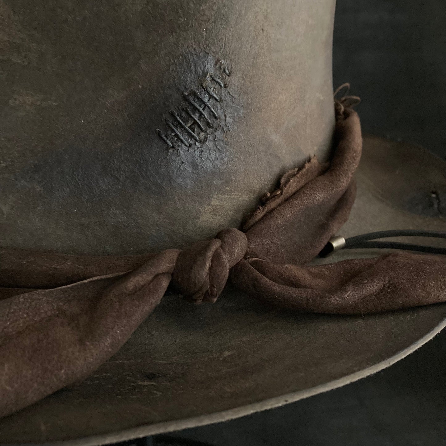 Burnt broke dark brown fedora hat