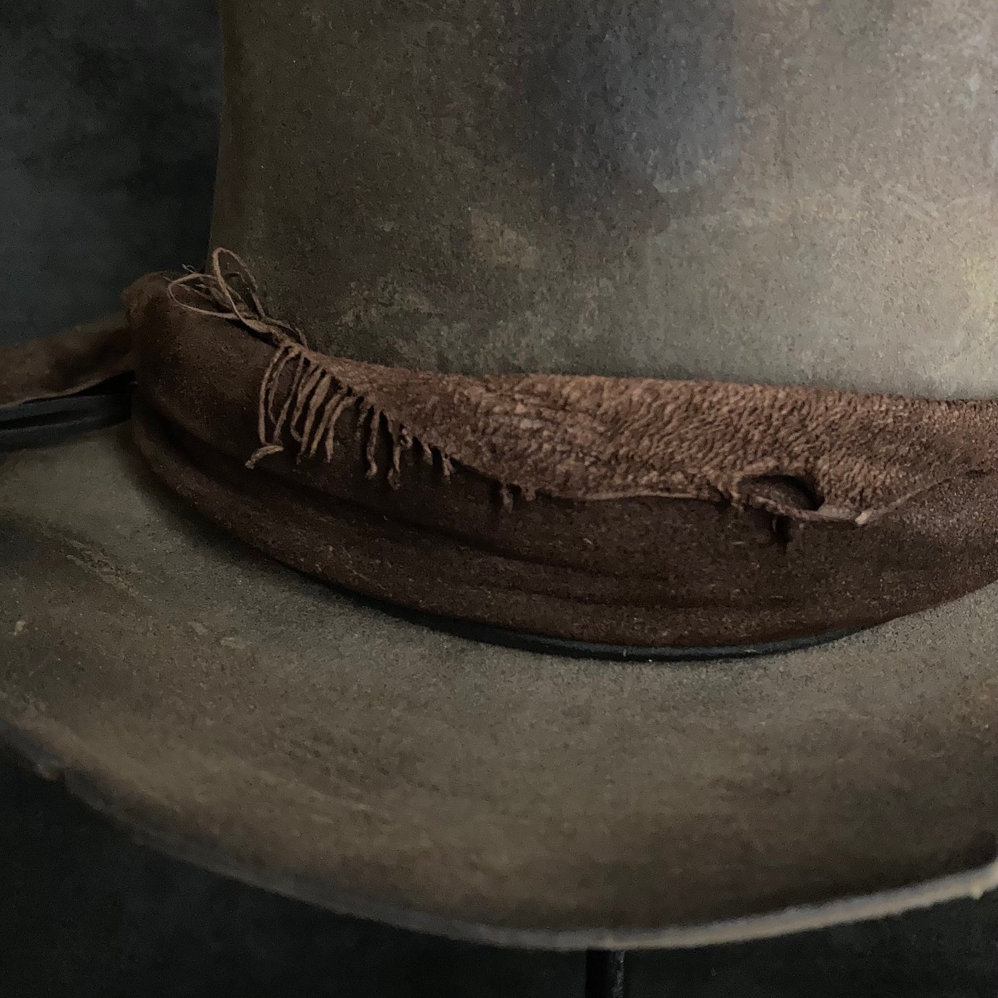 Burnt broke dark brown fedora hat