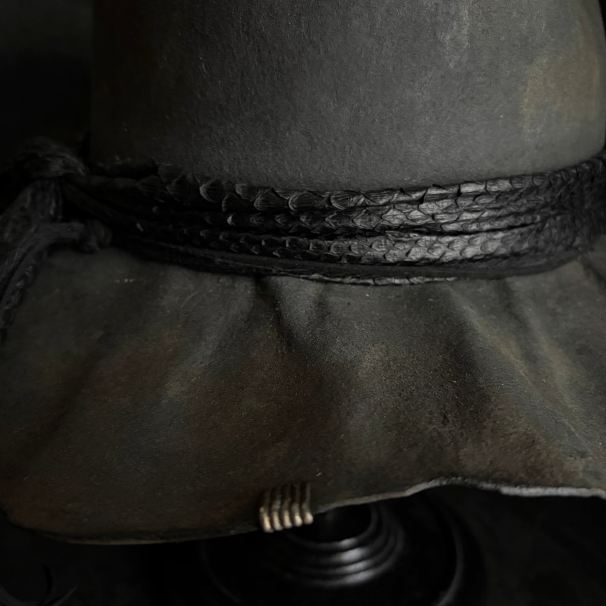 Charcoal back hide snake fedora hat