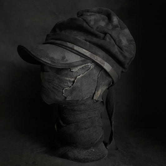 Shade black leather martial turn cap