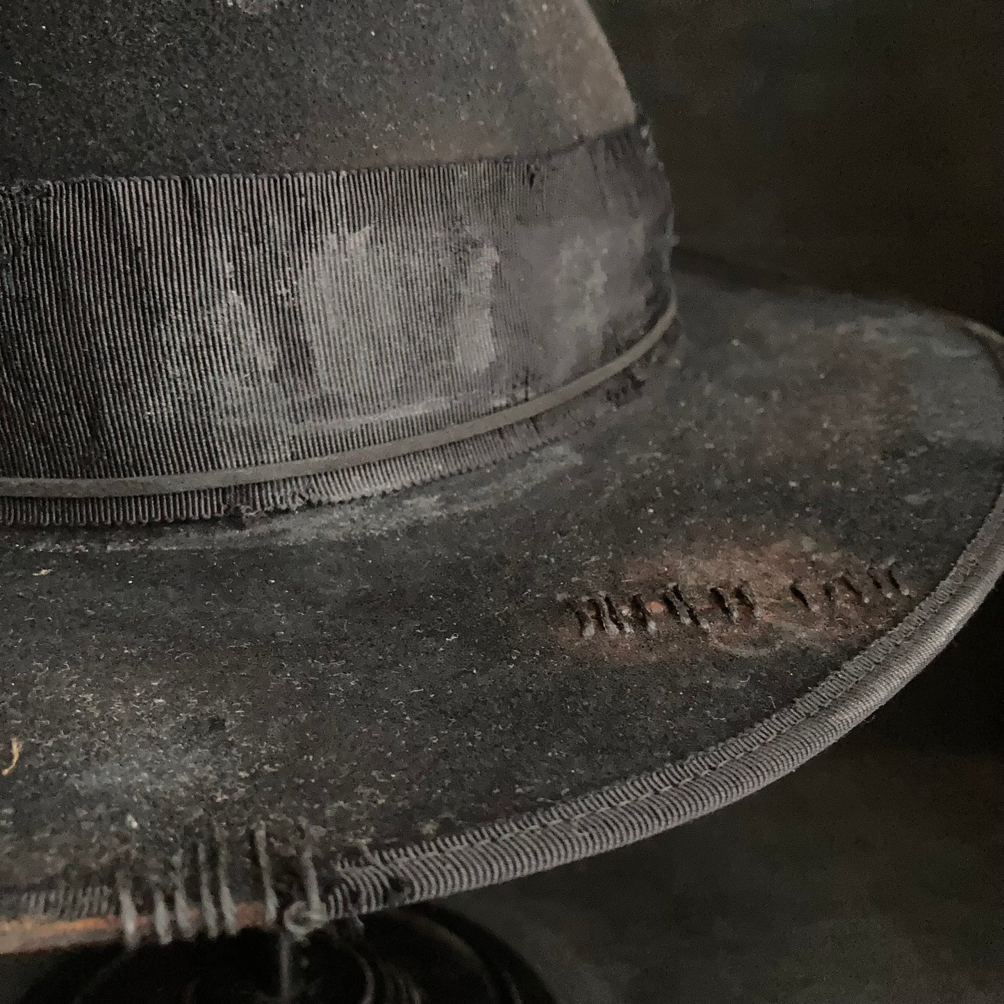 Plain dirt black fedora hat