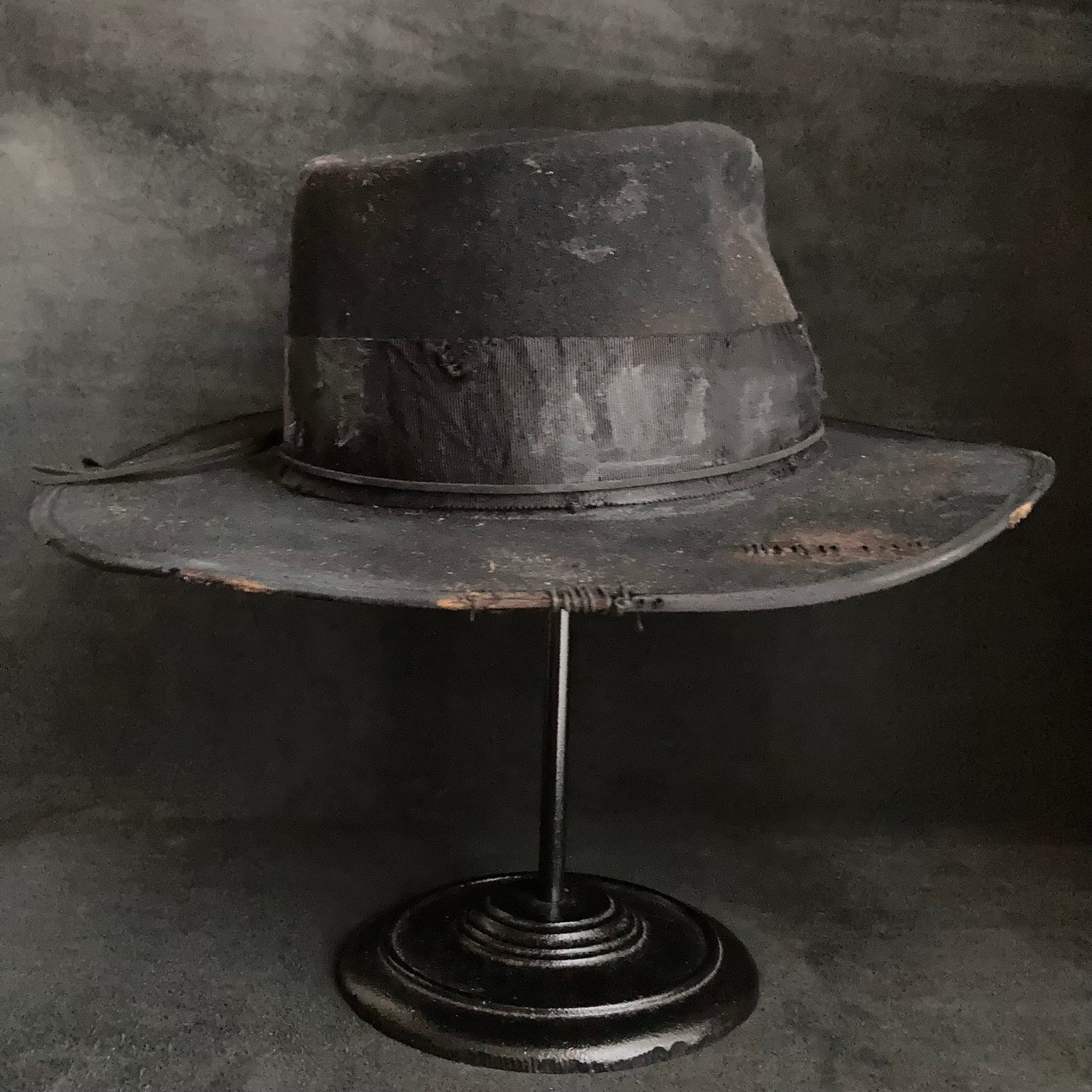 Plain dirt black fedora hat