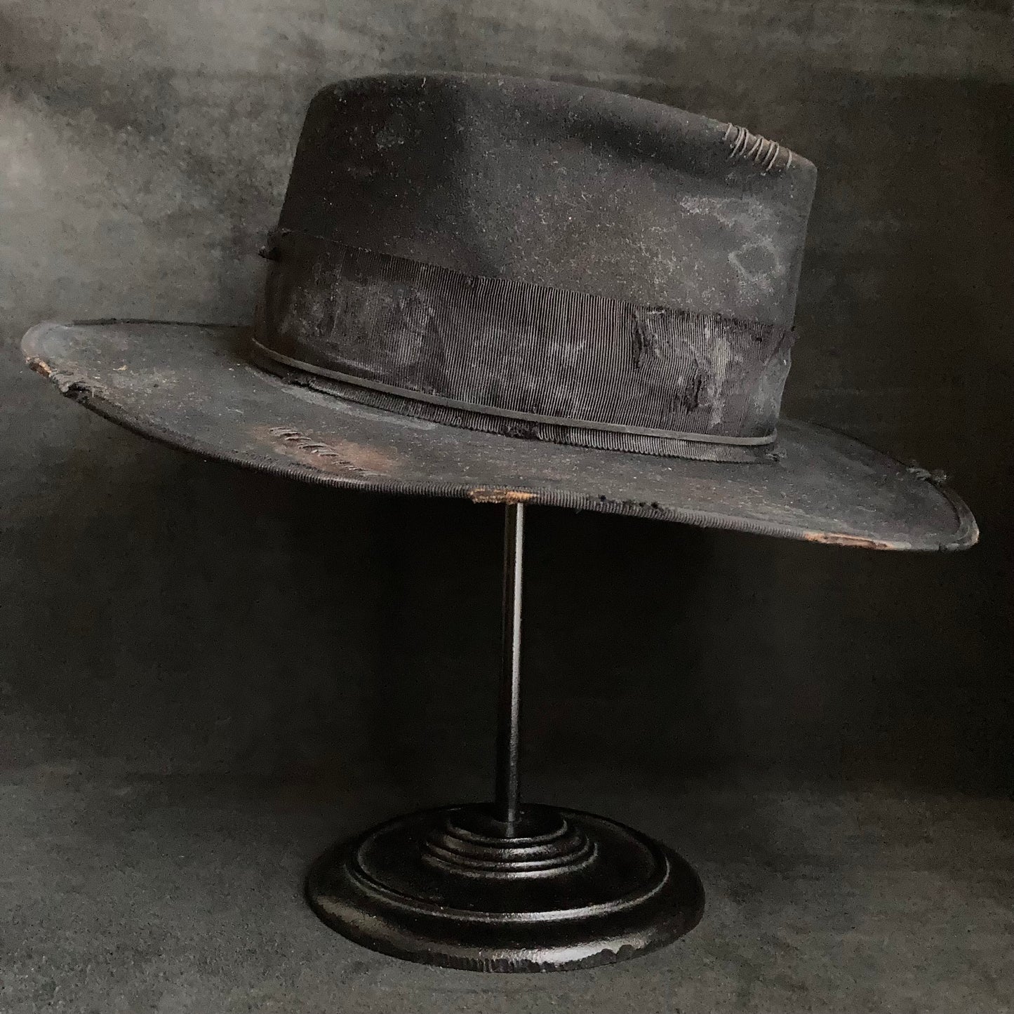 Plain dirt black fedora hat