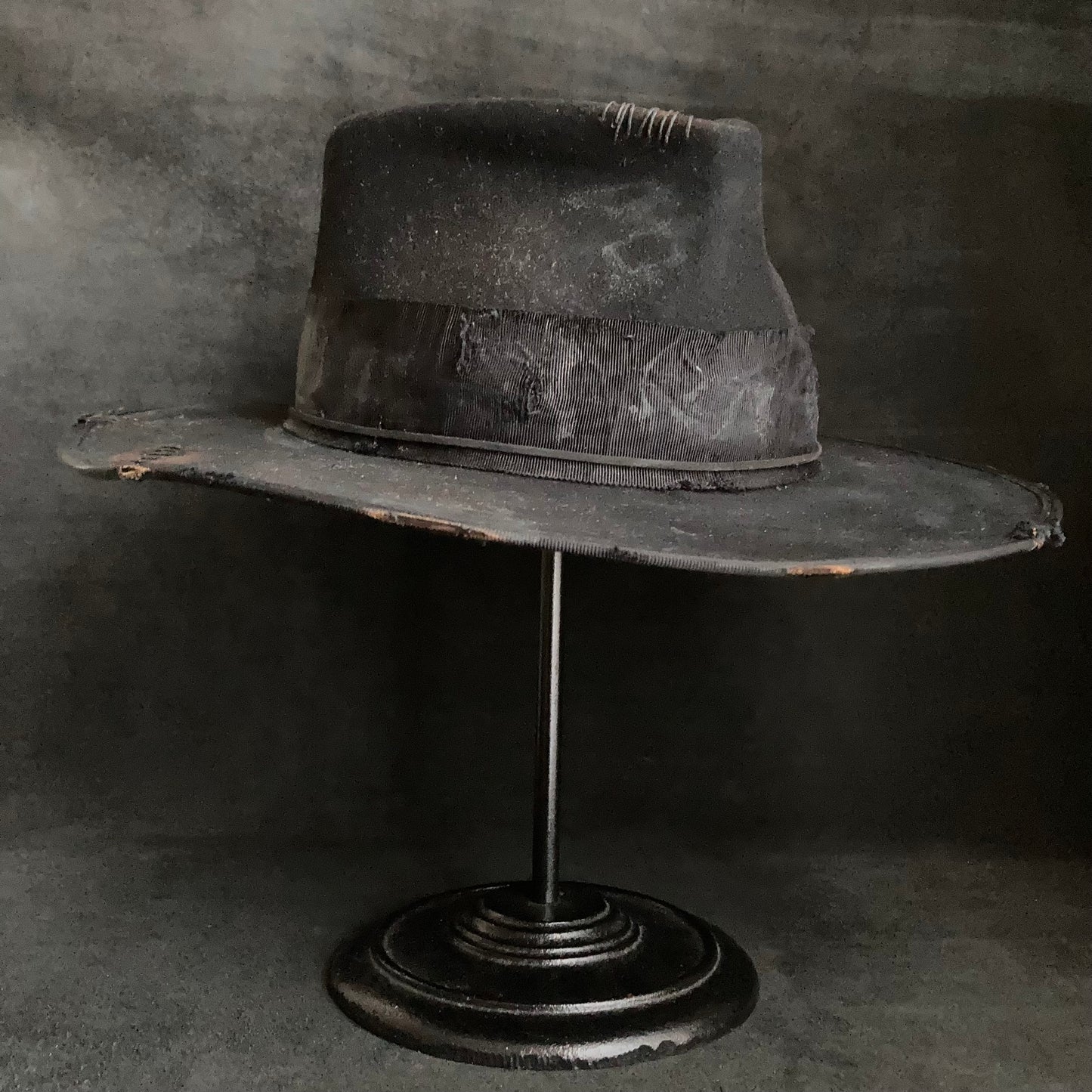 Plain dirt black fedora hat