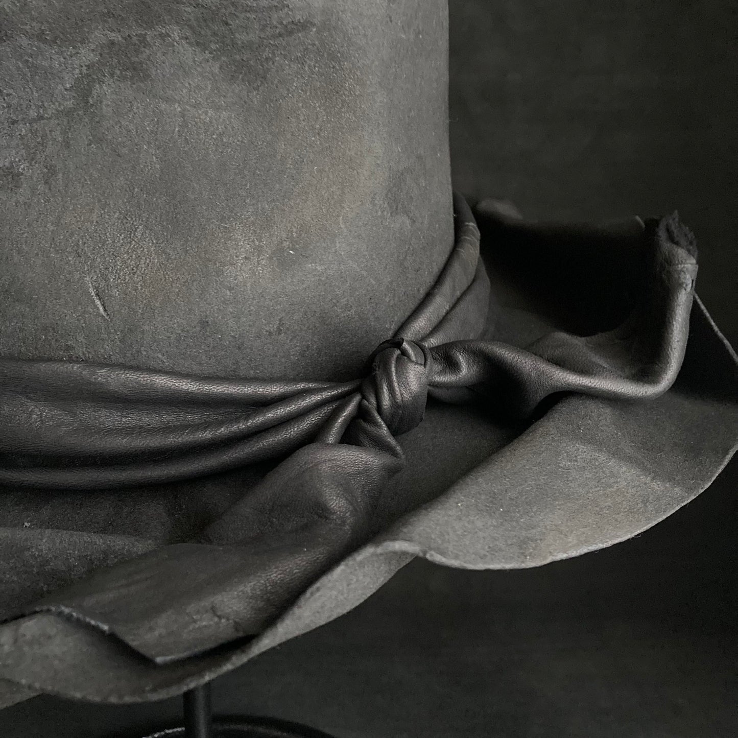 Charcoal folded wide brim fedora hat