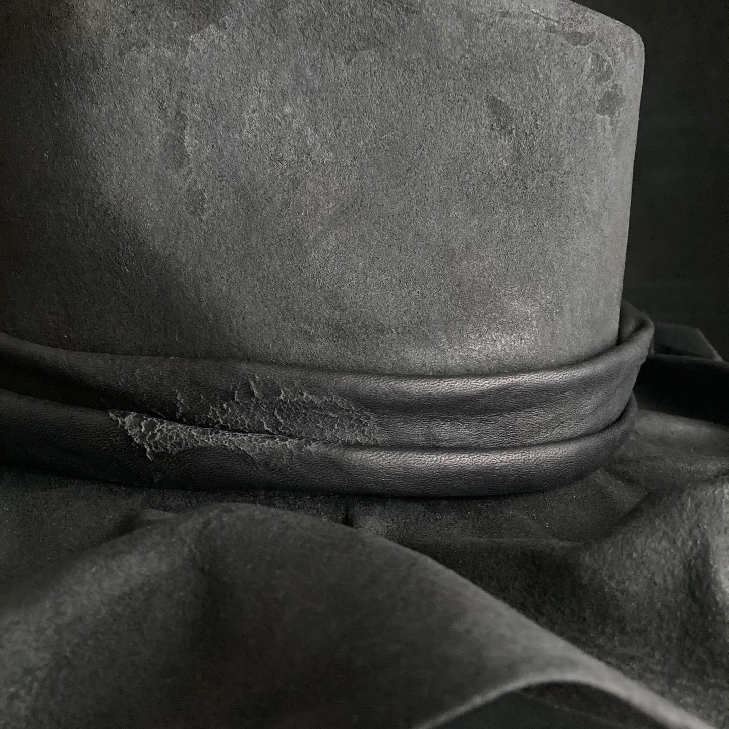 Charcoal folded wide brim fedora hat