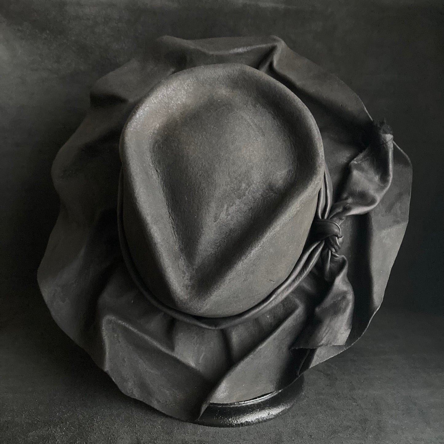 Charcoal folded wide brim fedora hat