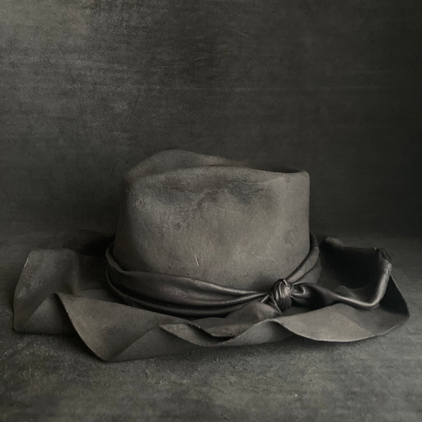 Charcoal folded wide brim fedora hat