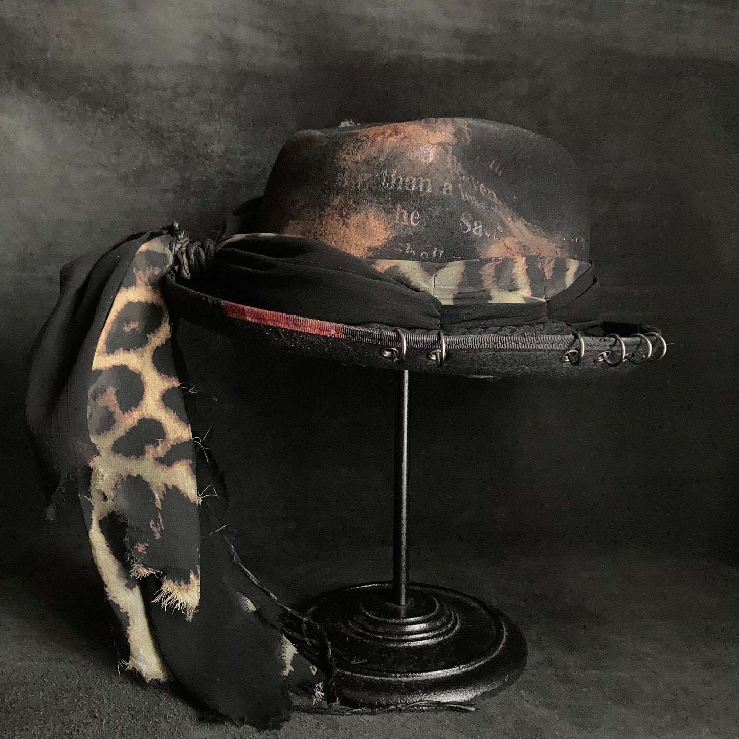 [ Takamiya Shohei × triangles hat ] Black wool dangling ribbon fedora hat