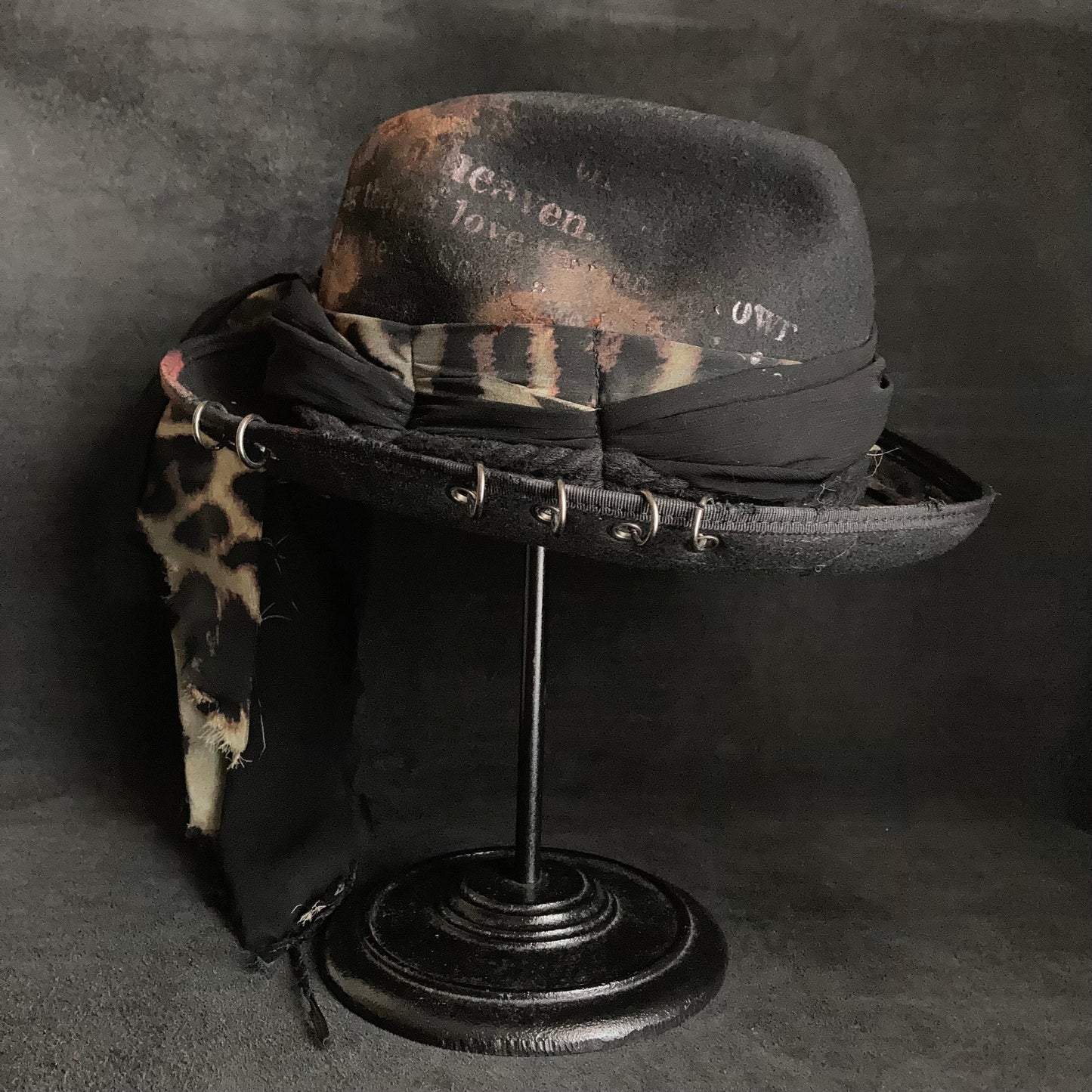 [ Takamiya Shohei × triangles hat ] Black wool dangling ribbon fedora hat