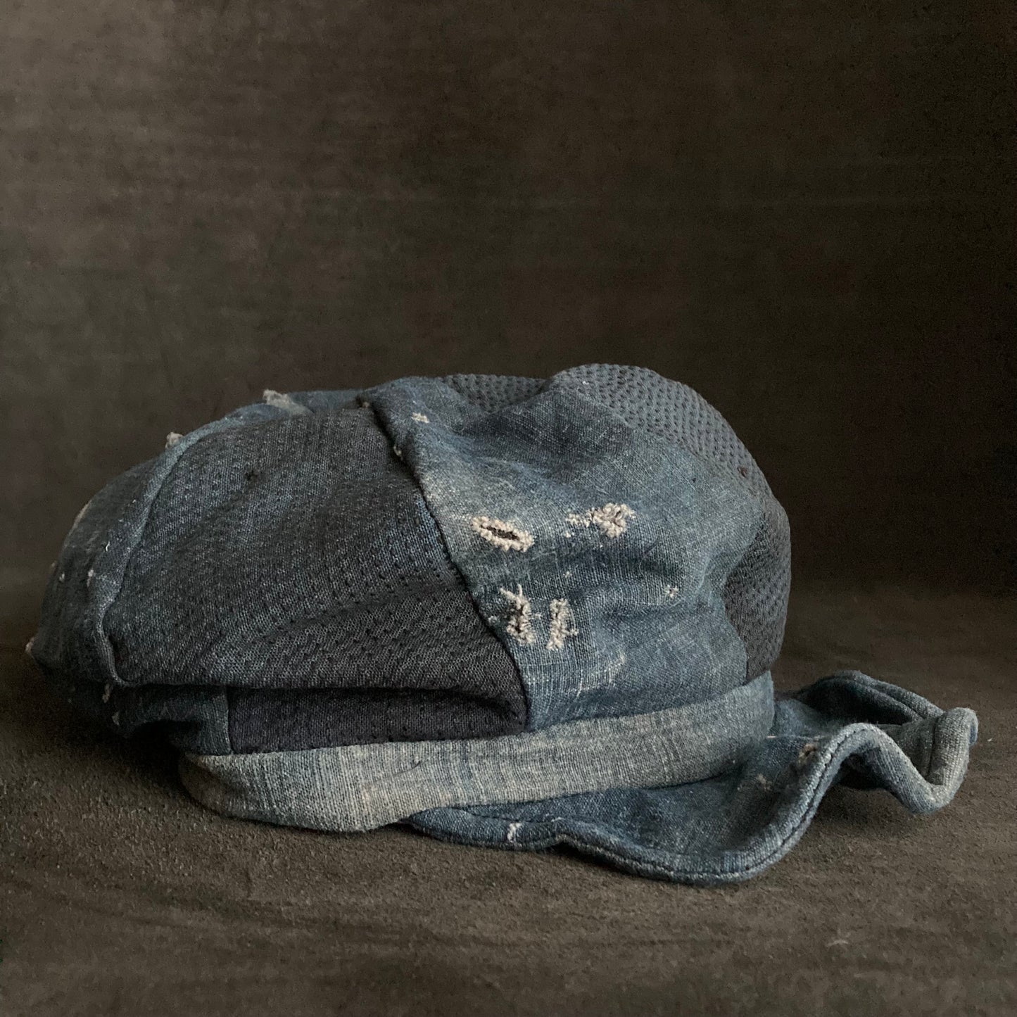 Indigo sashiko damage casquette