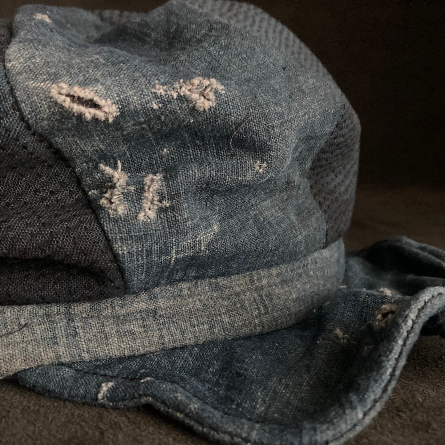 Indigo sashiko damage casquette