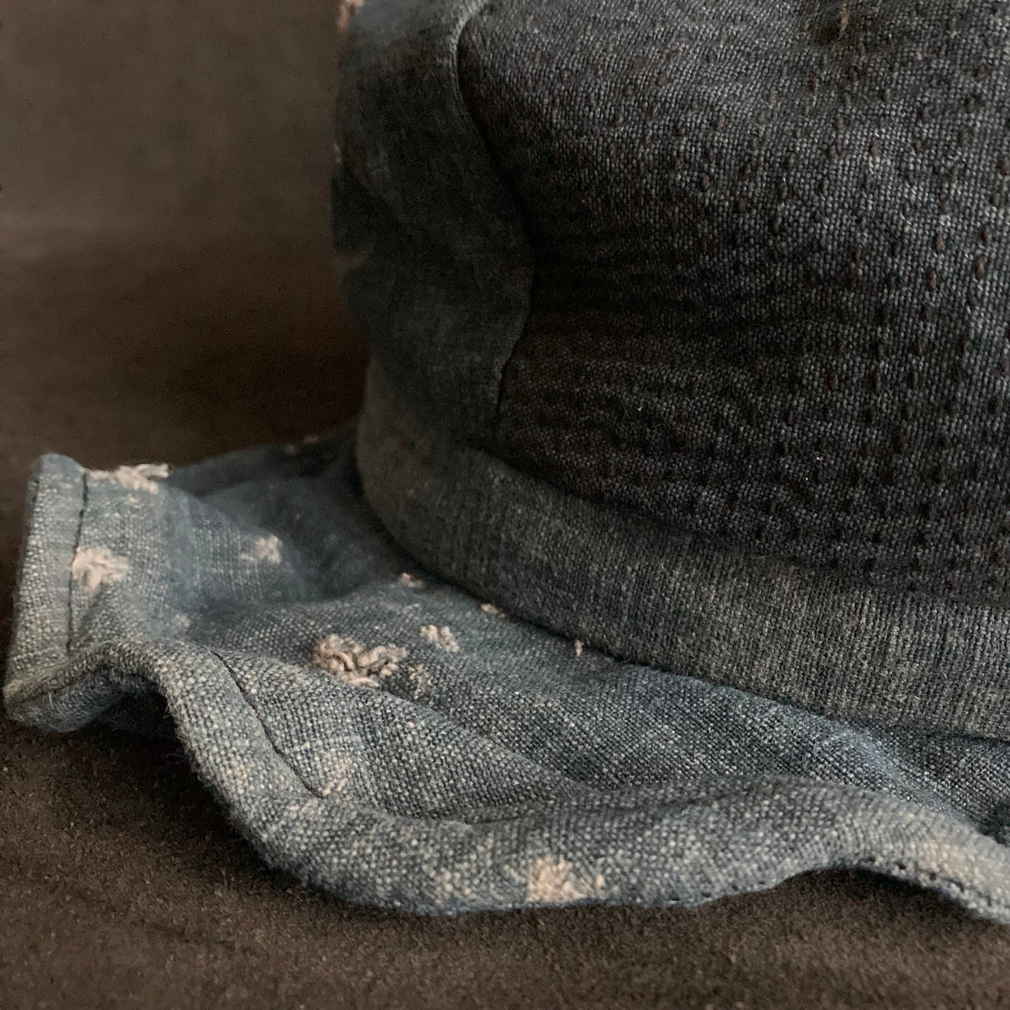 Indigo sashiko damage casquette